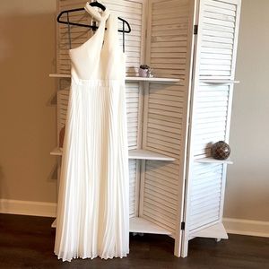 classic maxi dress, one shoulder, formal, new